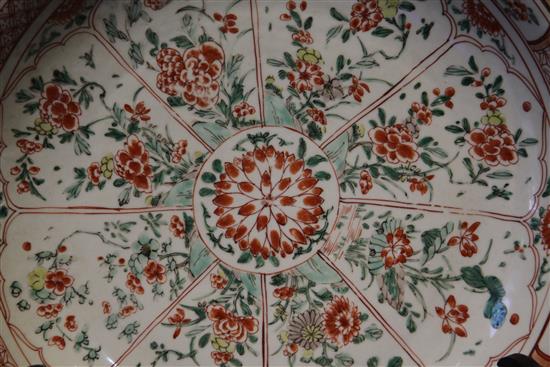 A Chinese famille verte dish, Kangxi period, 35cm, slight wear